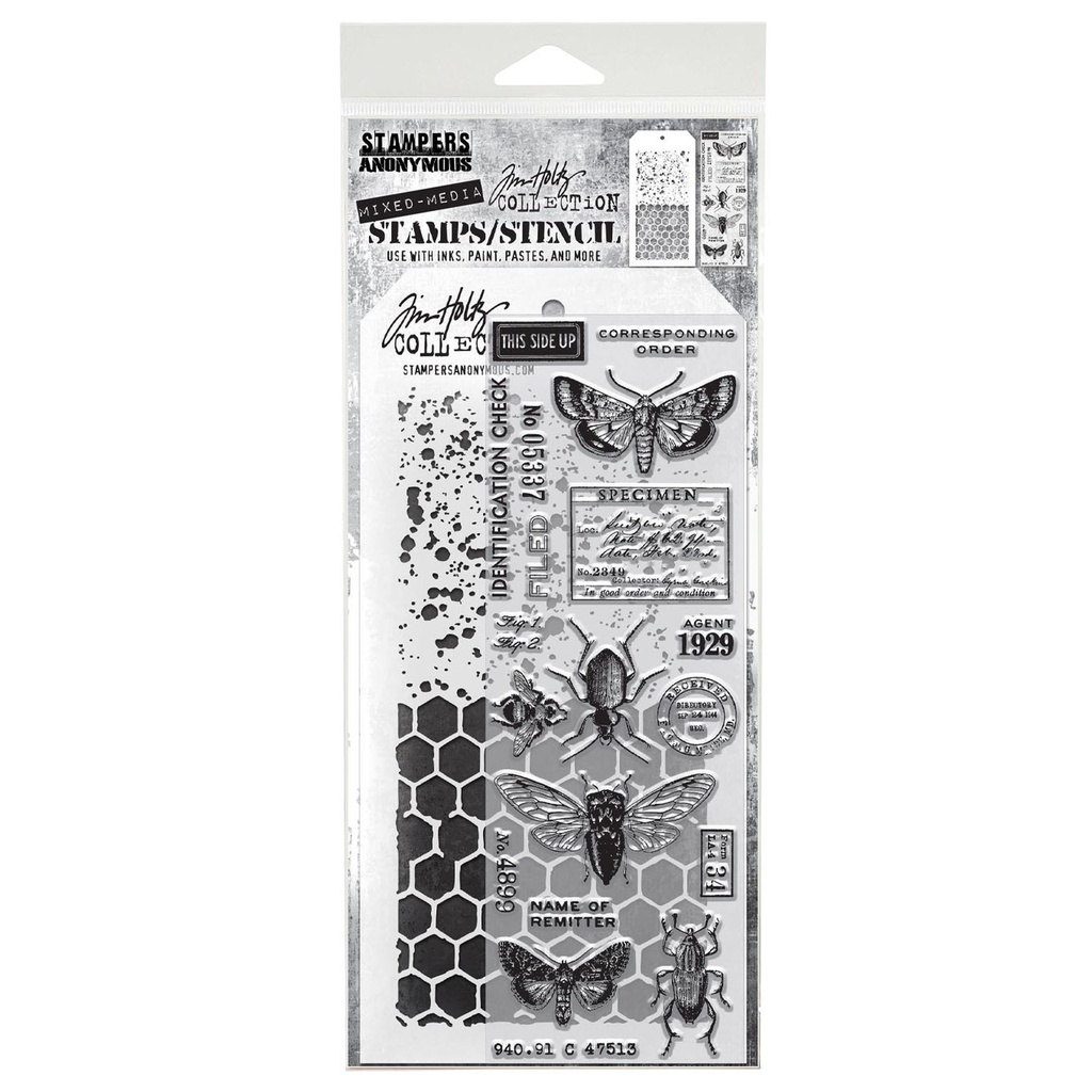 Tim Holtz Mixed-Media Stamps & Stencil Set #11 - Entomology