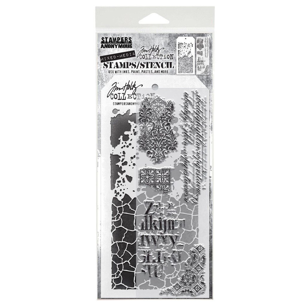 Tim Holtz Mixed-Media Stamps & Stencil Set #23 - Fragments