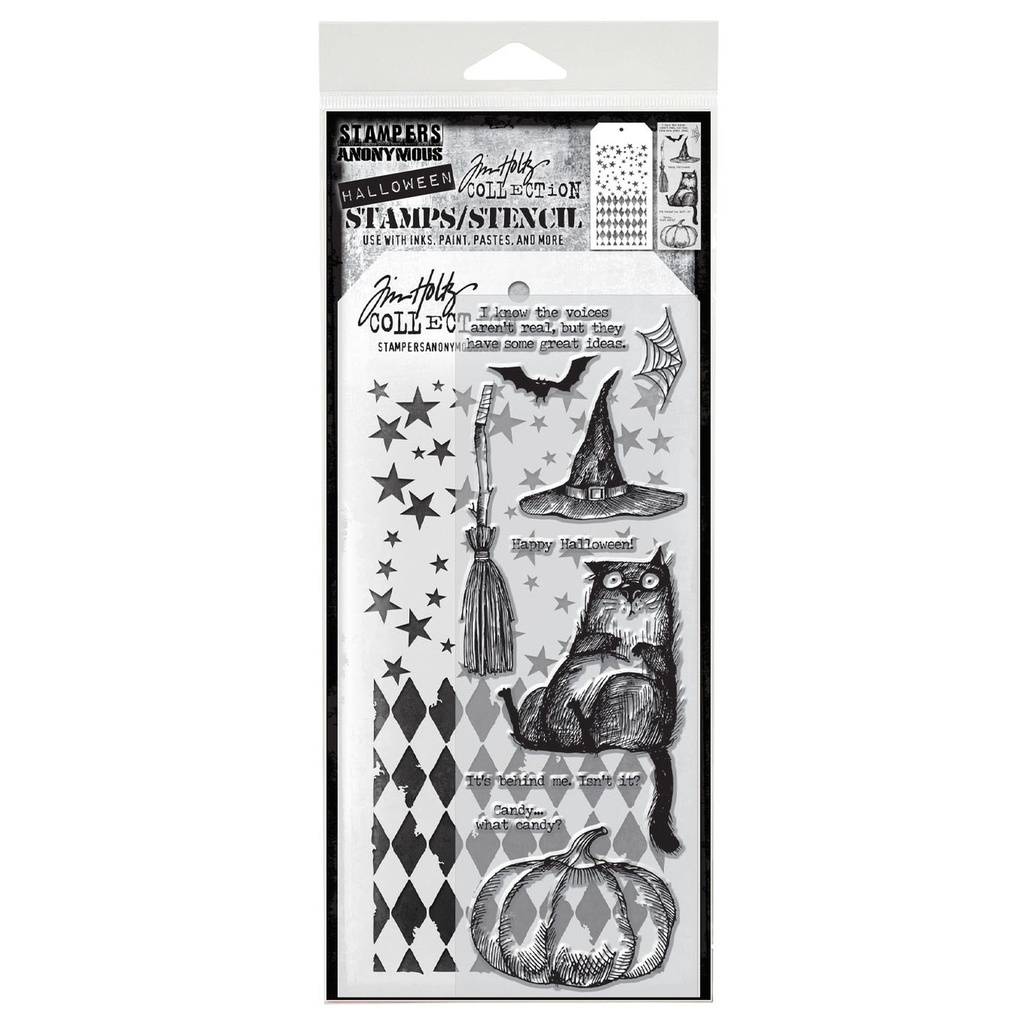Tim Holtz Mixed-Media Stamps & Stencil Set: MIXED MEDIA SET #25