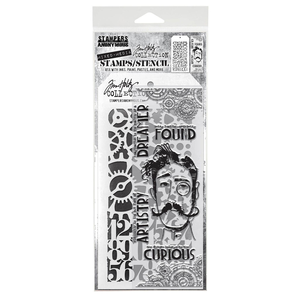 Tim Holtz Mixed-Media Stamps & Stencil Set - Observations