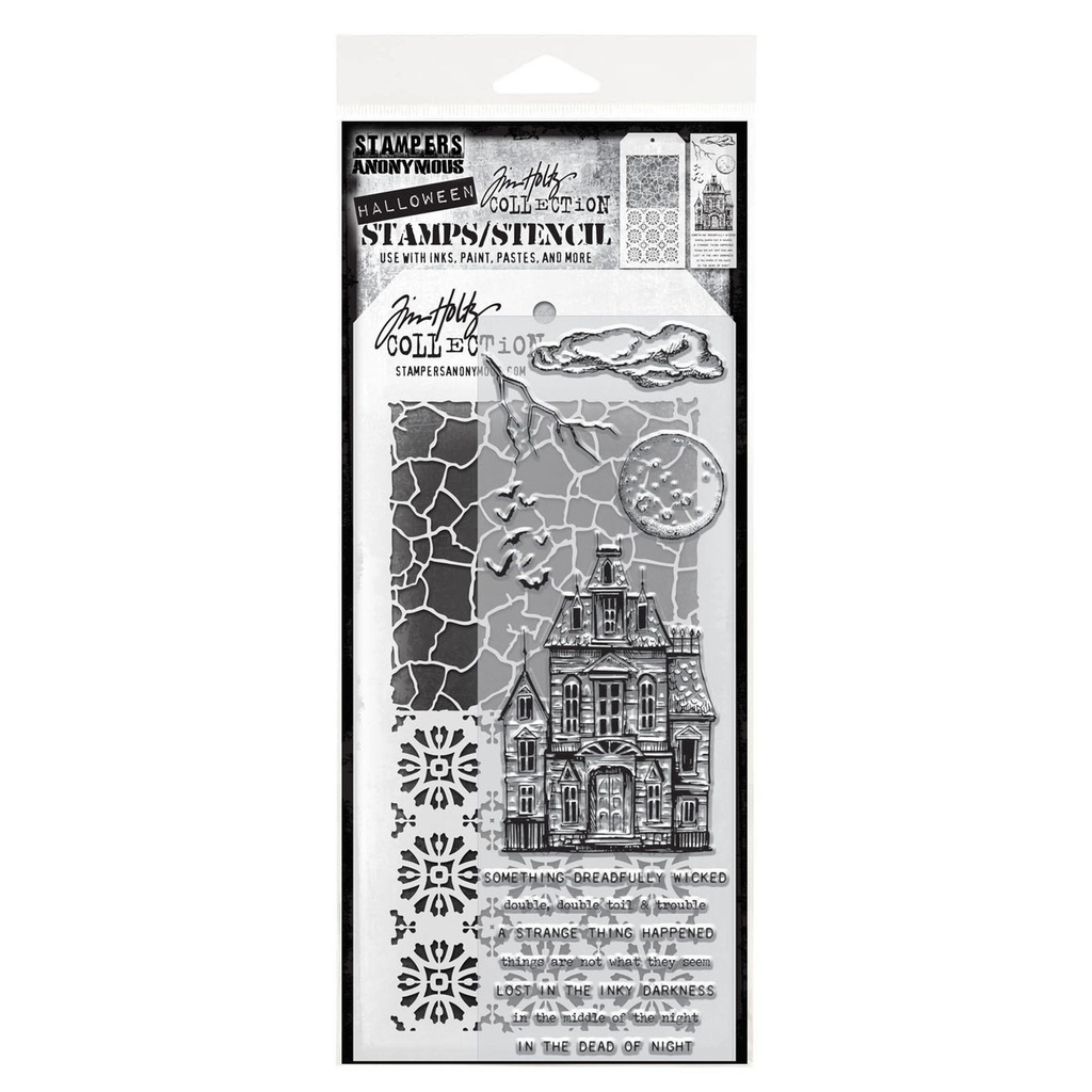 Tim Holtz Mixed-Media Stamps & Stencil Set #49 - Sketch Manor
