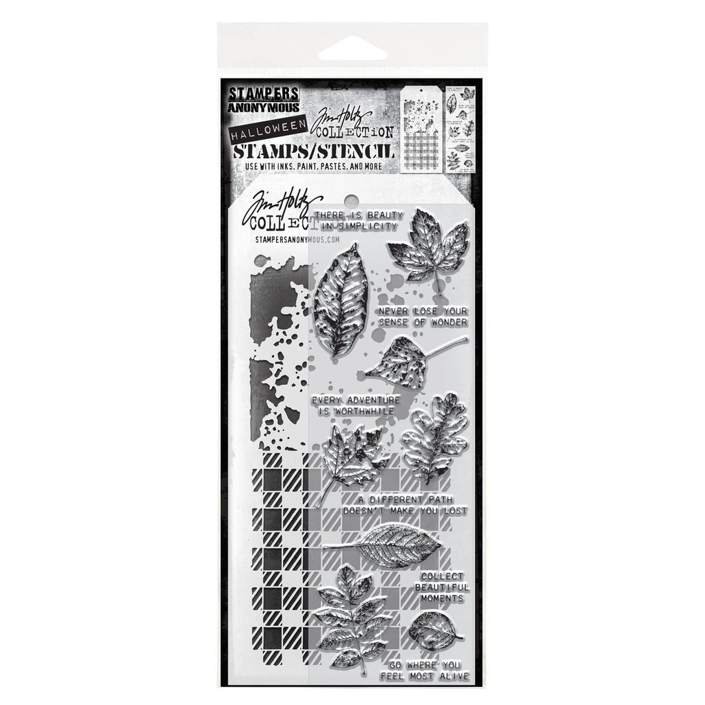 Tim Holtz Mixed-Media Stamps & Stencil Set - Nature's Wonder