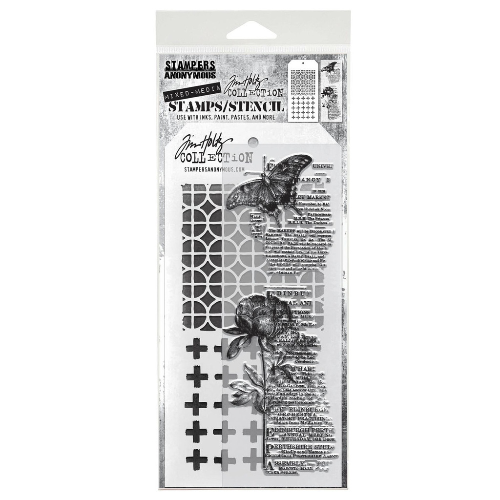 Tim Holtz Mixed-Media Stamps & Stencil Set #60 - Botanic Collage