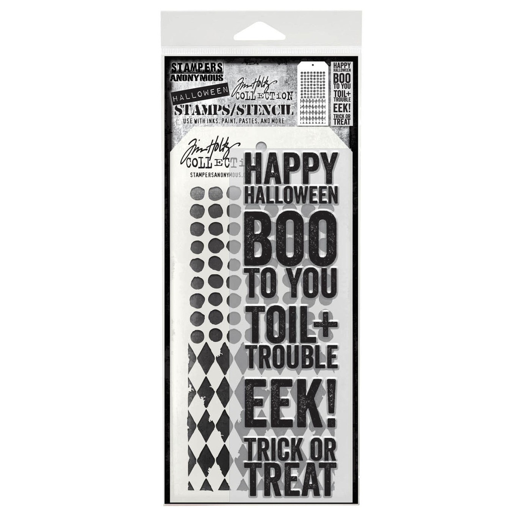 Tim Holtz Mixed-Media Stamps & Stencil Set #69 - Bold Frights