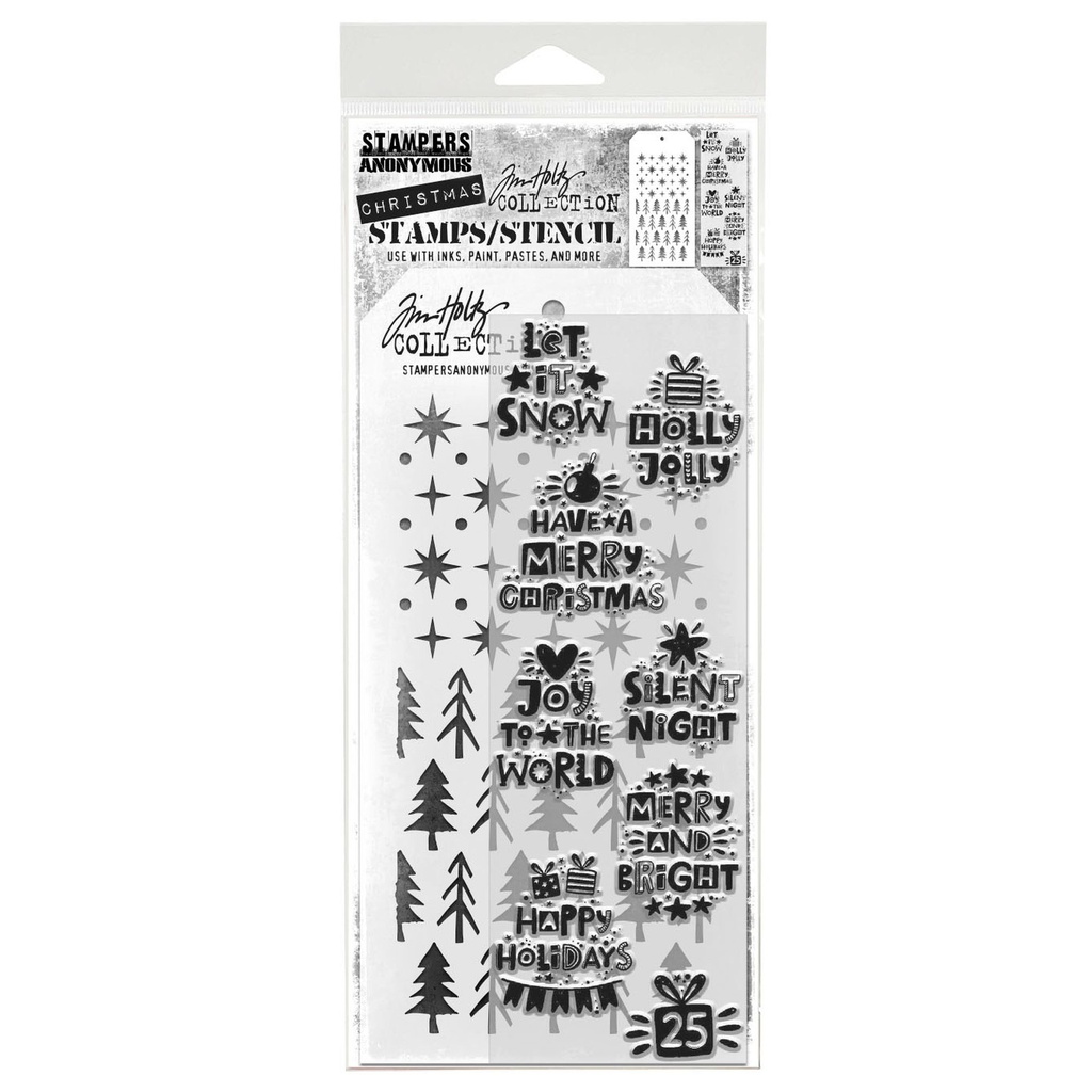 Tim Holtz Mixed-Media Stamps & Stencil Set #88 - Holiday WhatNots