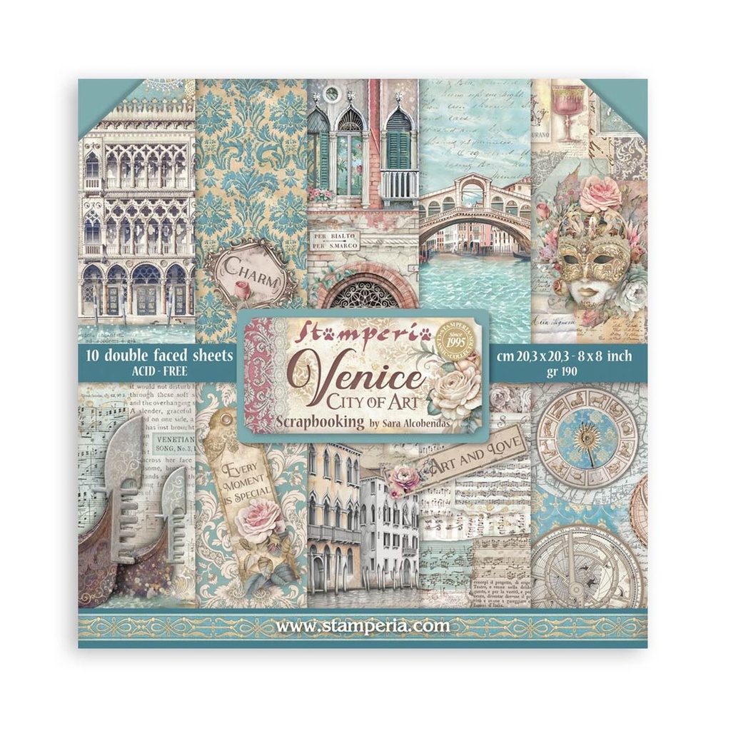 Stamperia - Venice City of Art - 8" x 8" double sided scrapbooking pad 