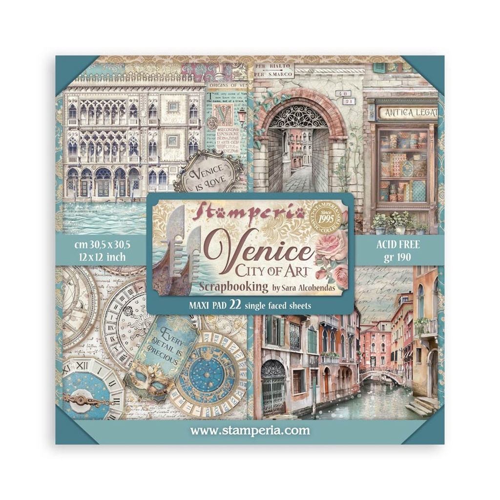 Stamperia - Venice City of Art - 12" x 12" single sided scrapbooking pad  - 22 sheets