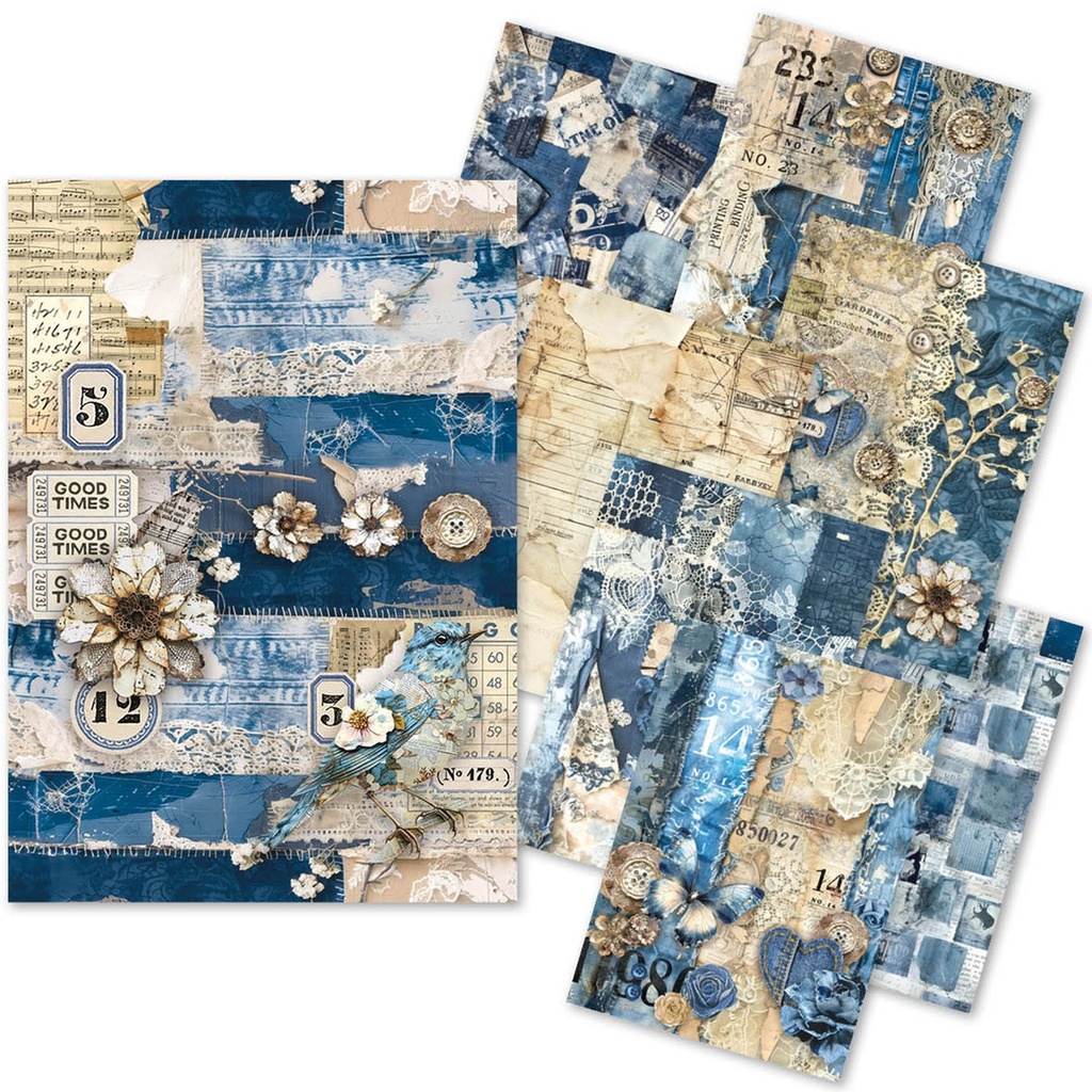 Ciao Bella Paper - Urban Blue Denim Craftmix A5 Paper Pack (Tissue & Vellum Variety)