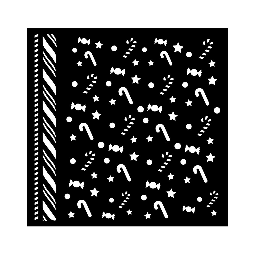 Stamperia - Candy Christmas - Candycanes Pattern Stencil (18x18cm)   