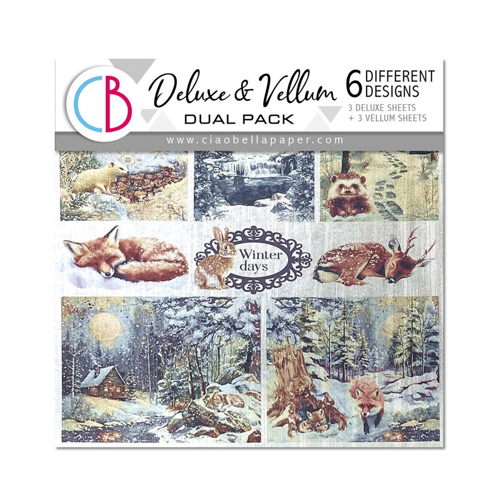 Ciao Bella Paper - Forest Tales - Deluxe Paper Silver & Vellum Pack (6"x6")