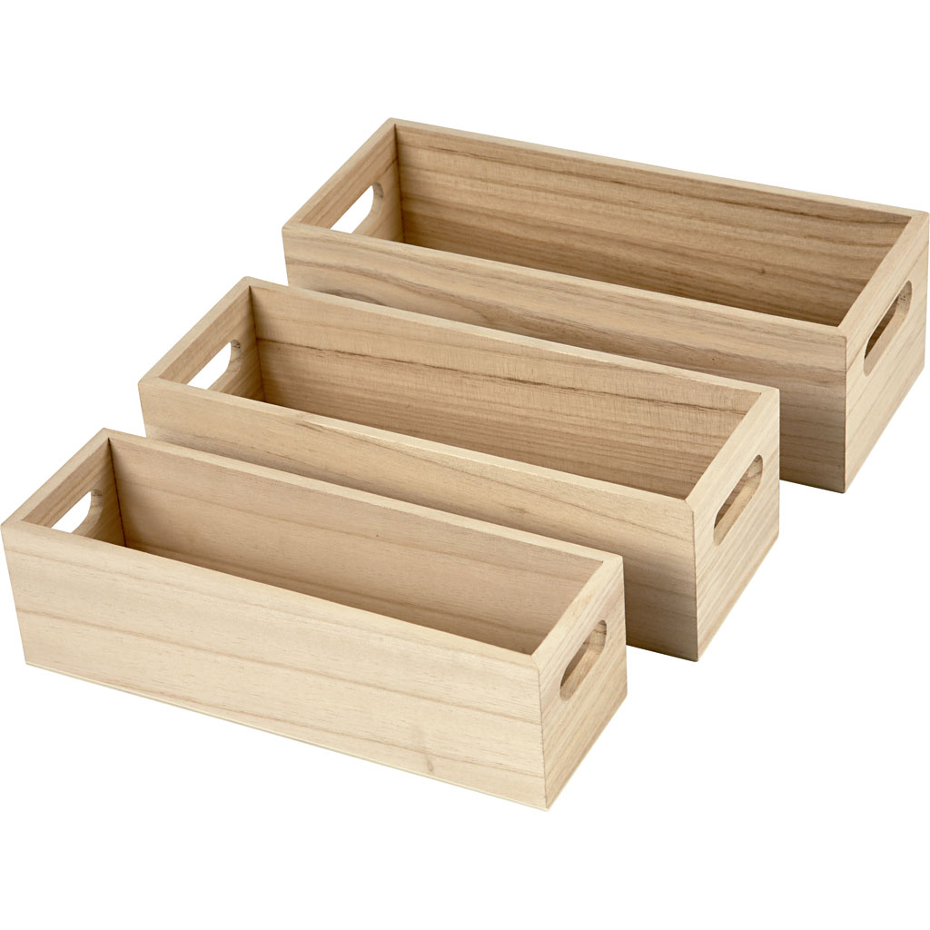 Creativ - Wooden Rectangular Storage Boxes (3pcs)