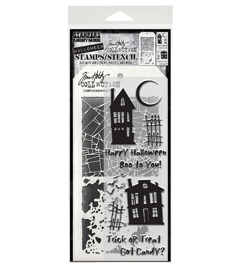 Tim Holtz Mixed-Media Stamps & Stencil Set #94 - Ghost Town