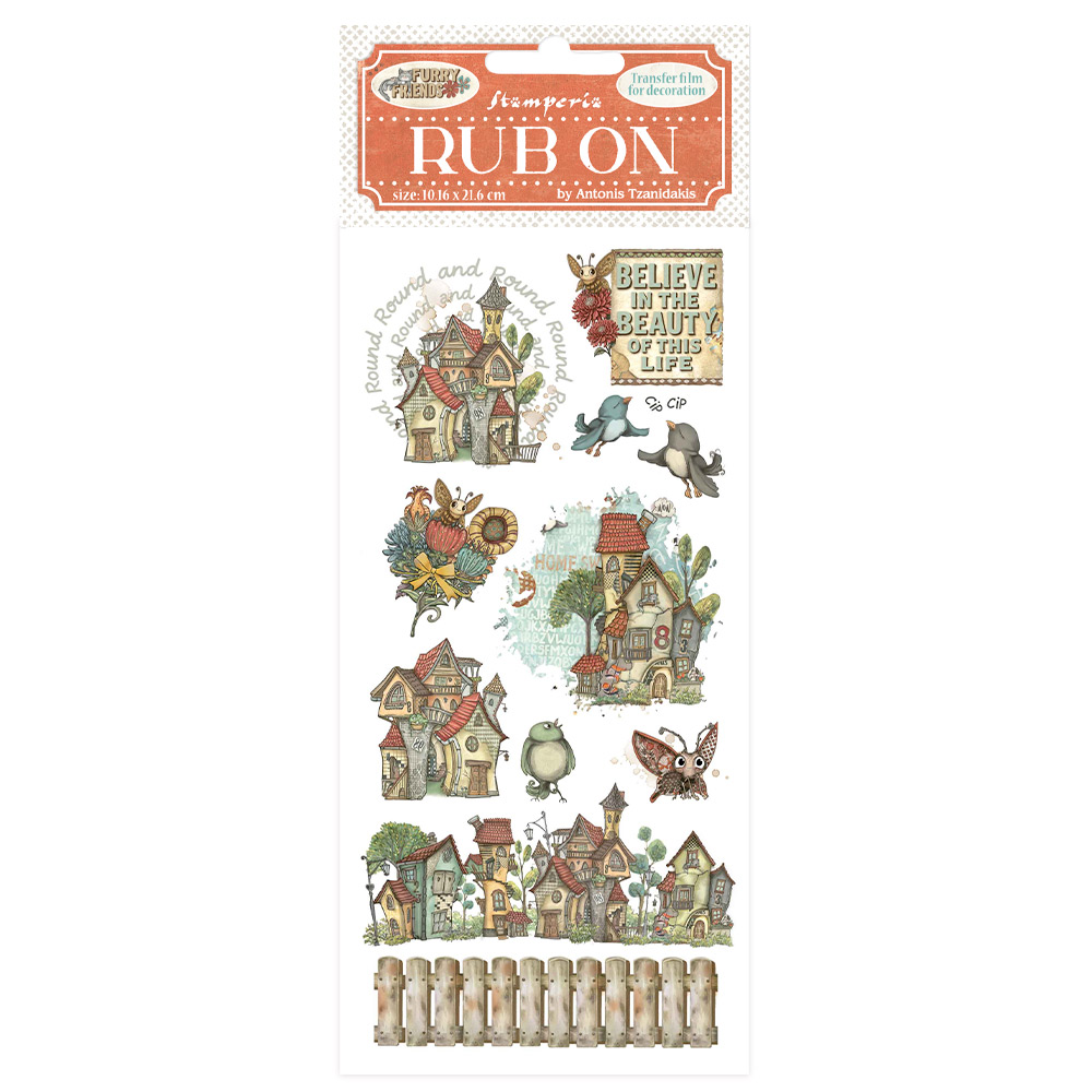 Stamperia - Furry Friends - Rub On - Houses