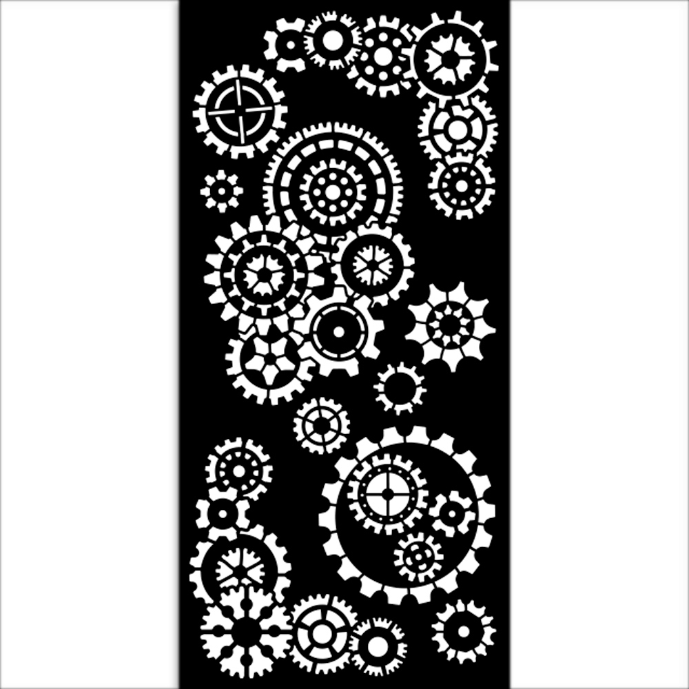 Stamperia - Gear Up for Christmas - Christmas Gears Stencil (12x25cm)