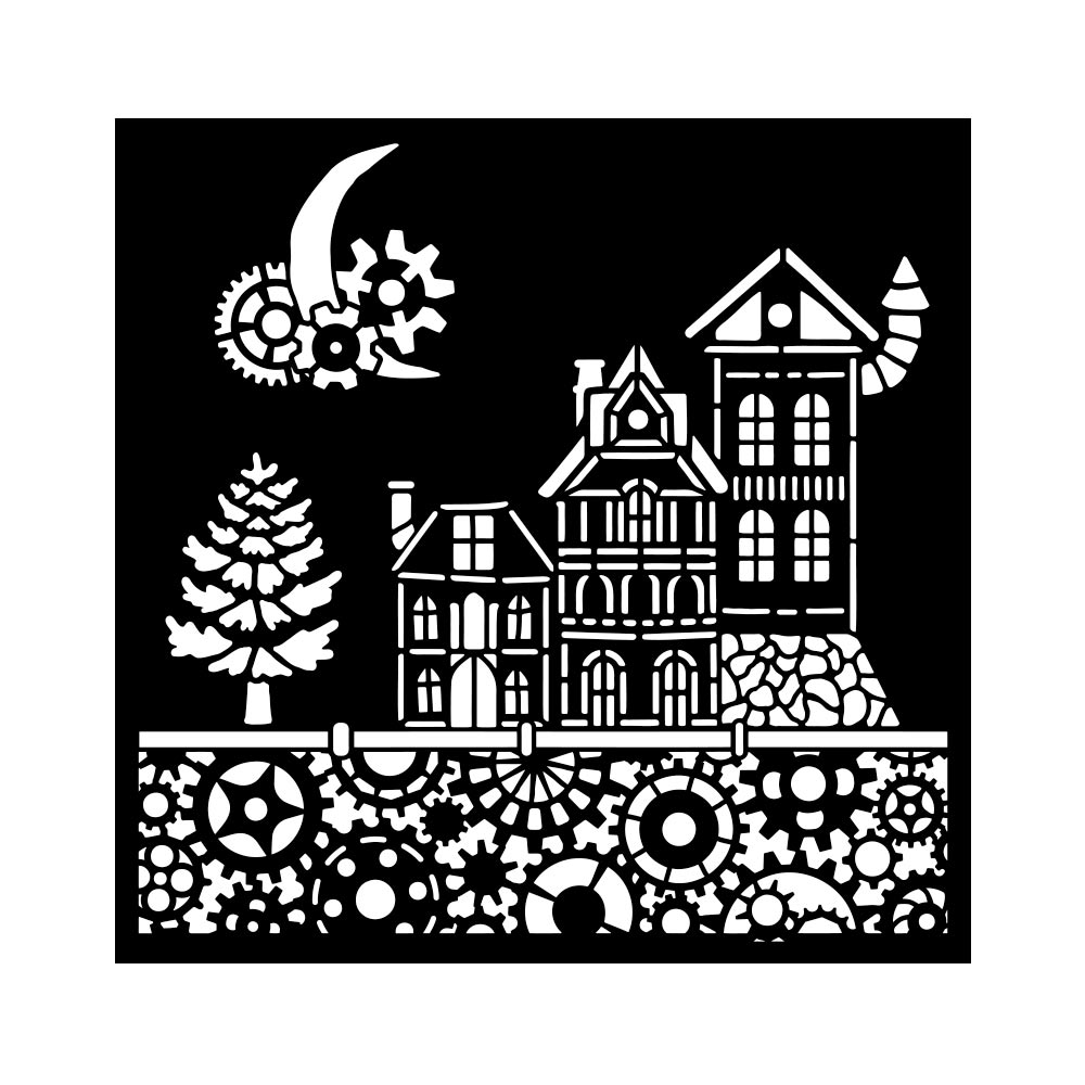 Stamperia - Gear Up for Christmas -  Houses Stencil (18x18cm)
