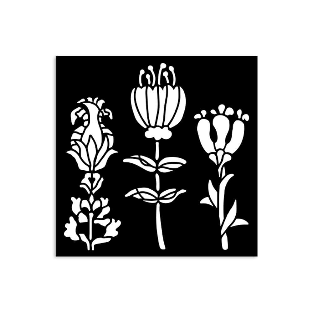 Stamperia - Furry Friends - Stylized Flowers Stencill (12x12cm)