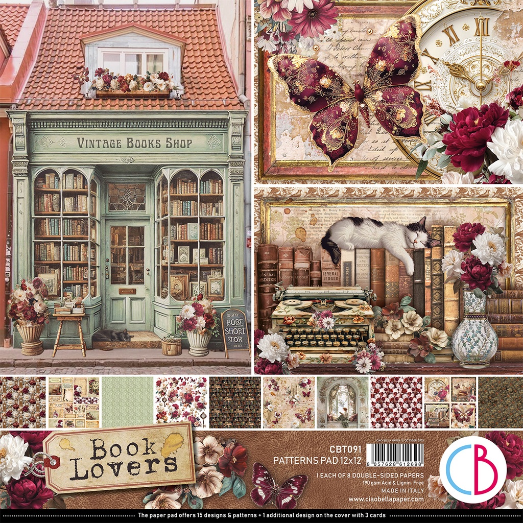 Ciao Bella Paper - Book Lovers -  12"x12" Patterns Pad  