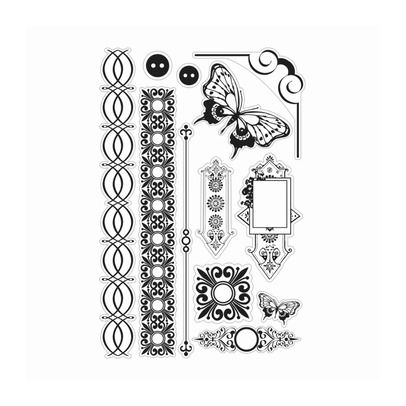 Couture Creations Hearts Ease Borders & Butterflies stamp set