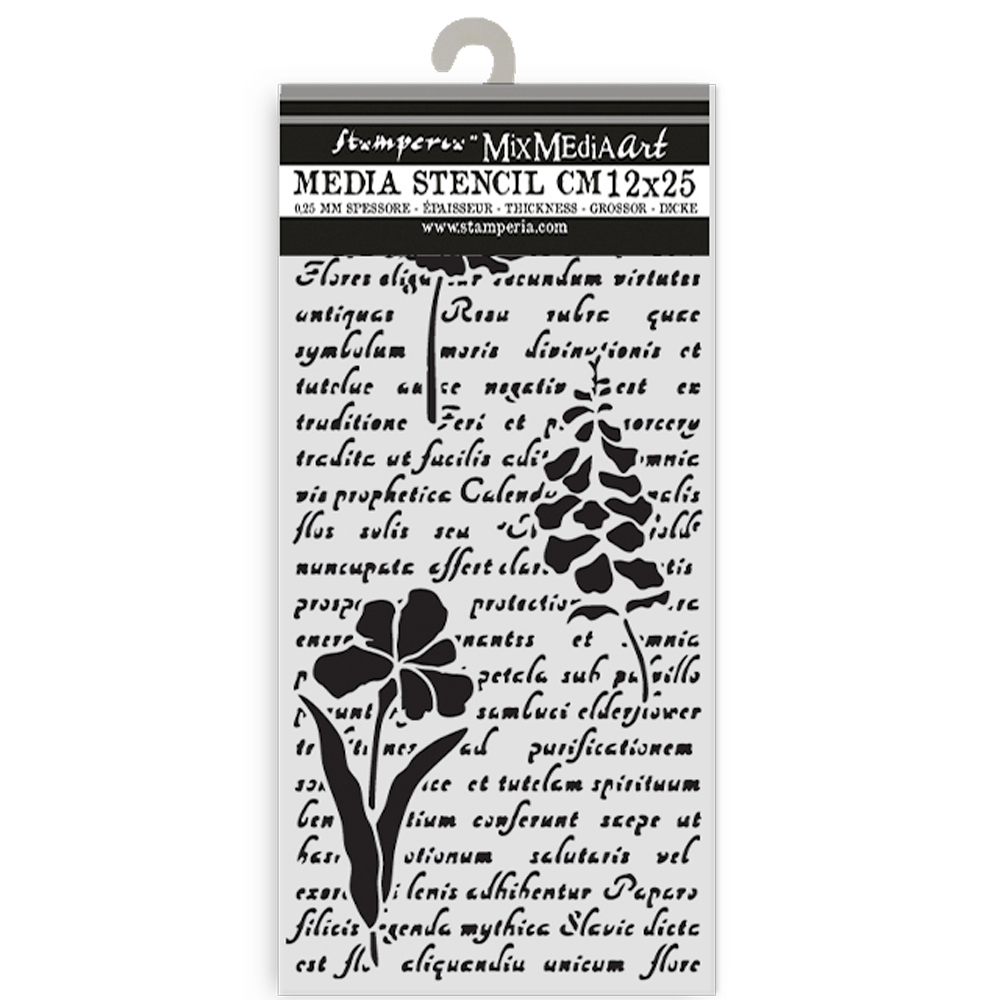 Stamperia - Herbarium Silvae - Letter with Flowers Stencil (12x25cm)