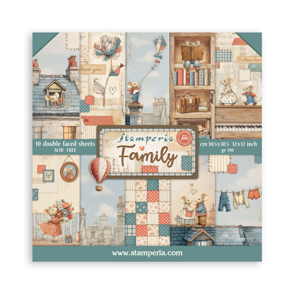 Stamperia - Family -  12"x12" Double Sided Backgrounds Scrapbooking Pad