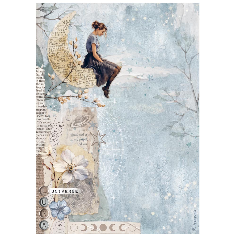 Stamperia - Secret Diary - A4 Rice Paper - Moon (single sheet)
