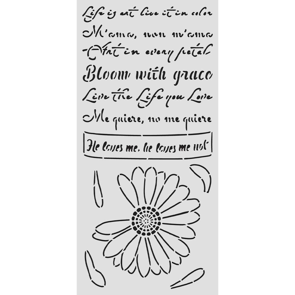 Stamperia - Daisy Art - He Loves Me, He Loves Me Not 12x25cm Stencil