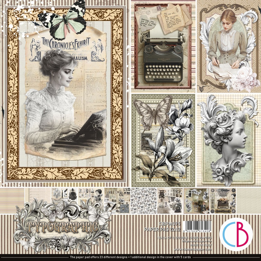  Ciao Bella Paper - Typographic - 12"x12" Paper Pad  