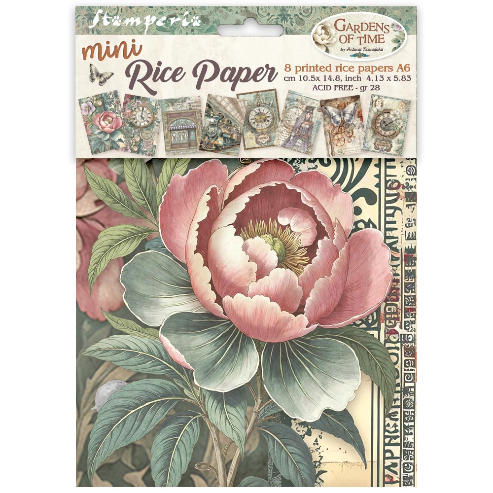 Stamperia - Gardens of Time - A6 Mini Rice Paper Selection (8 designs)