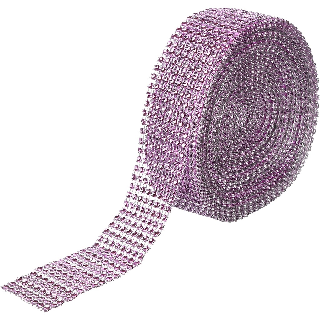 Diamante Effect Ribbon - Pink (10yds)