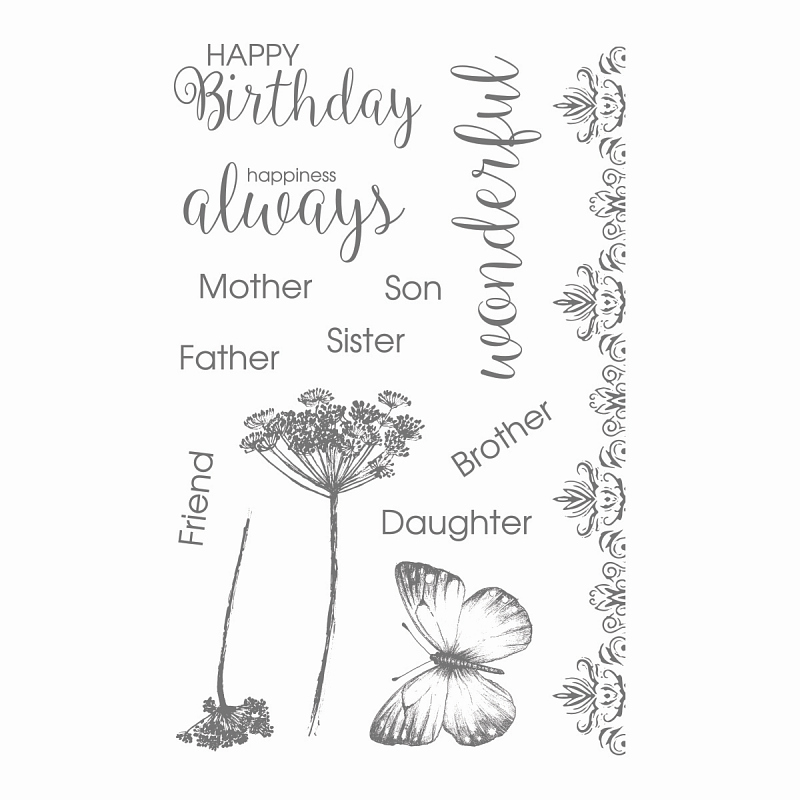 Ultimate Crafts Rambling Rose Stamp Set – Happiness