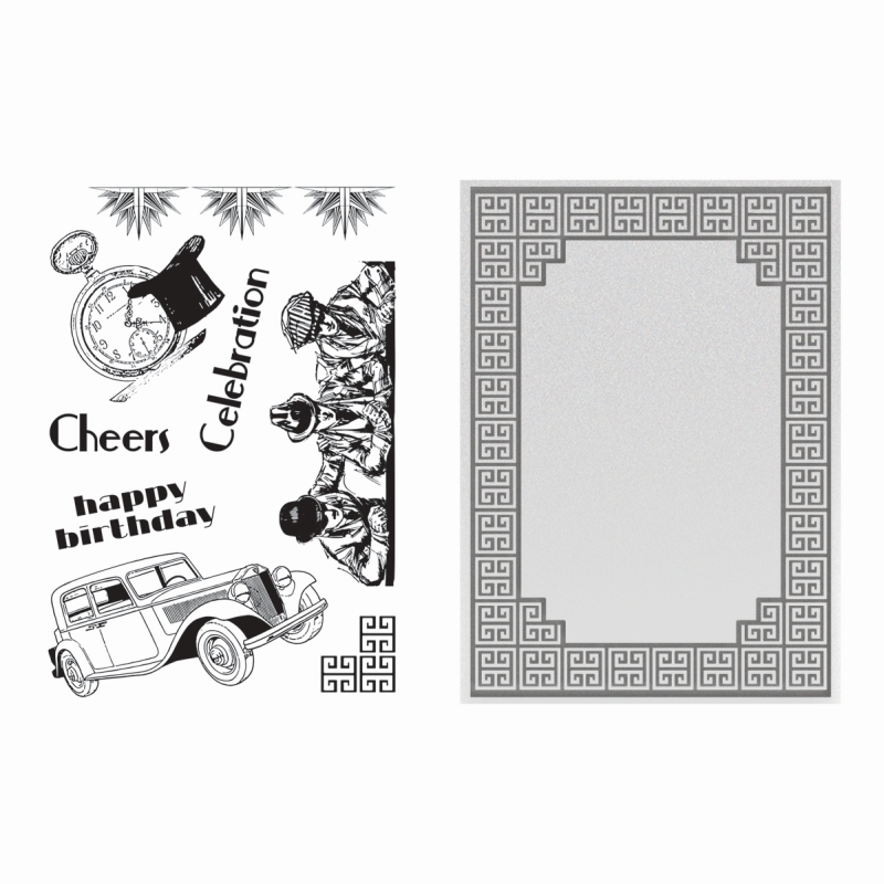 Ultimate Crafts Cubic Celebration Stamp & Embossing Folder Set