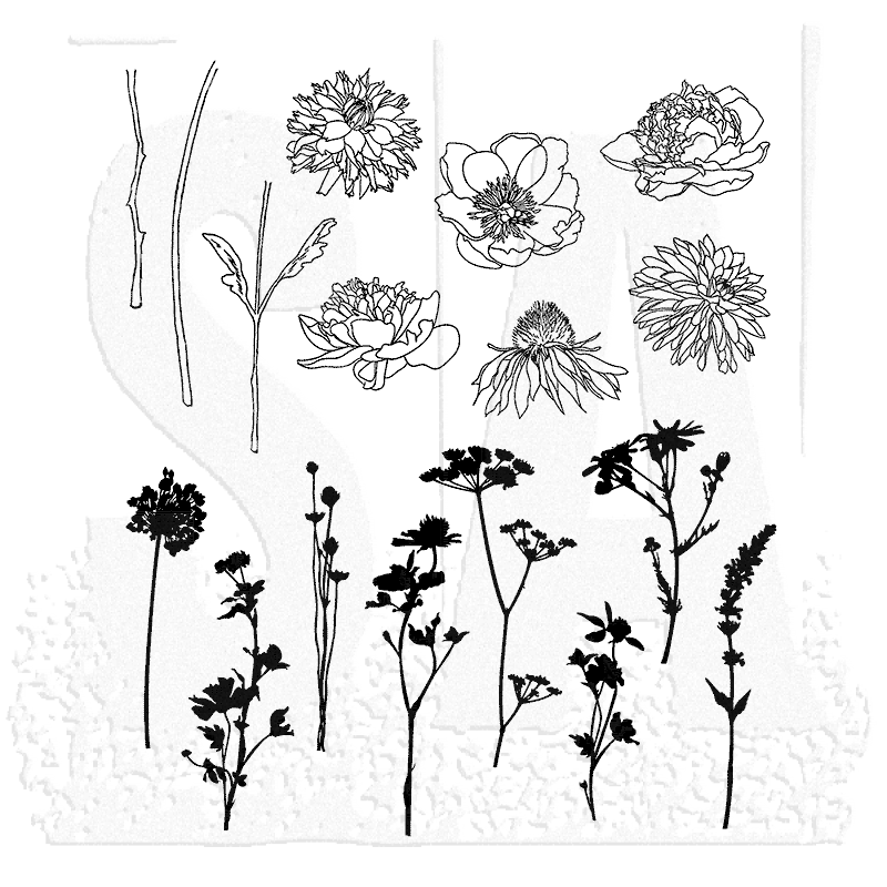 Tim Holtz - Stampers Anonymous Cling Stamps - Mini Bouquet
