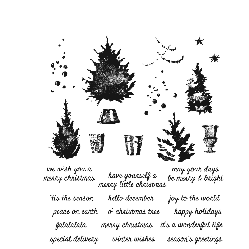 Tim Holtz - Stampers Anonymous Cling Stamps - Watercolour Trees