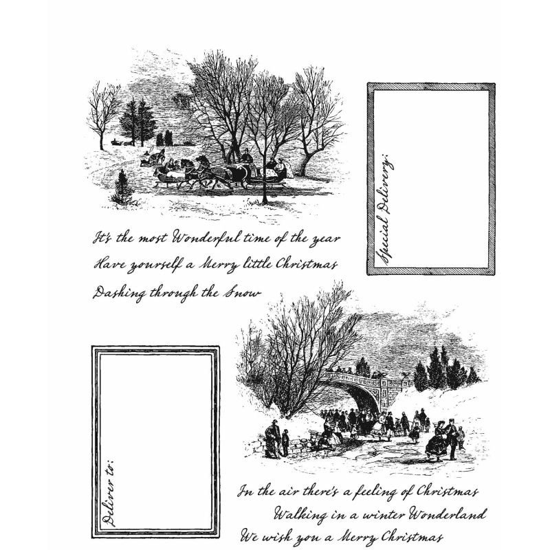 Tim Holtz - Stampers Anonymous Cling Stamps - Scenic Holiday