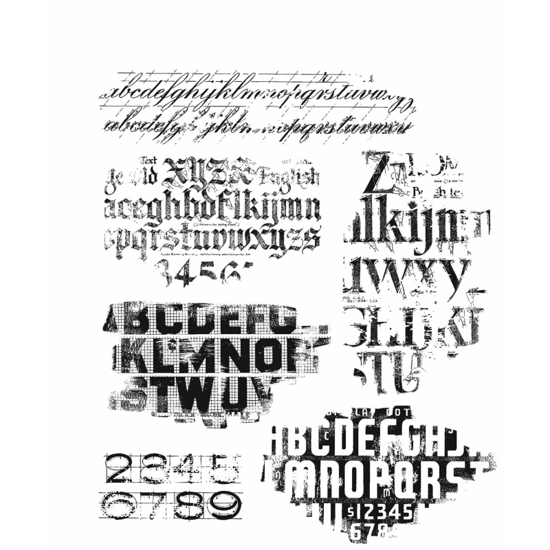 Tim Holtz - Stampers Anonymous Cling Stamps - Faded Type