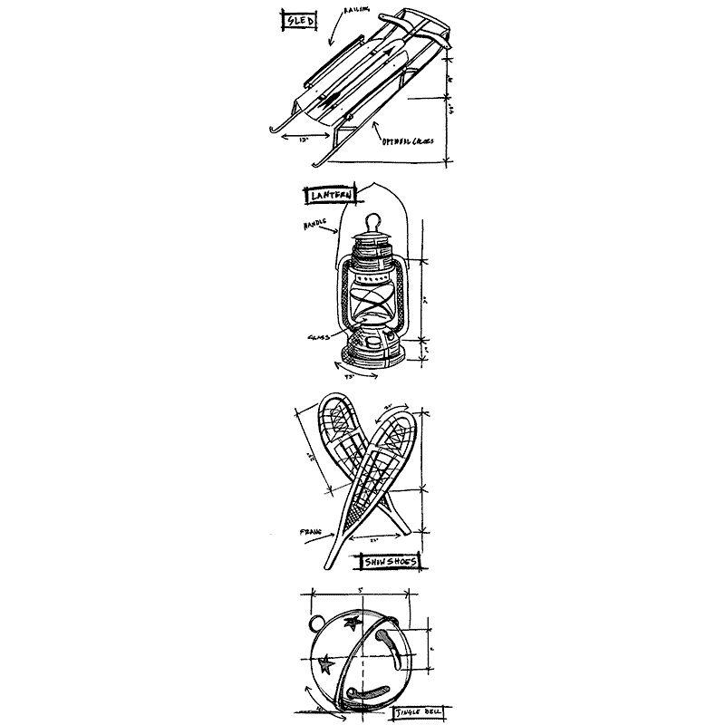 Tim Holtz Blueprint Strip Stamps - Christmas #5 