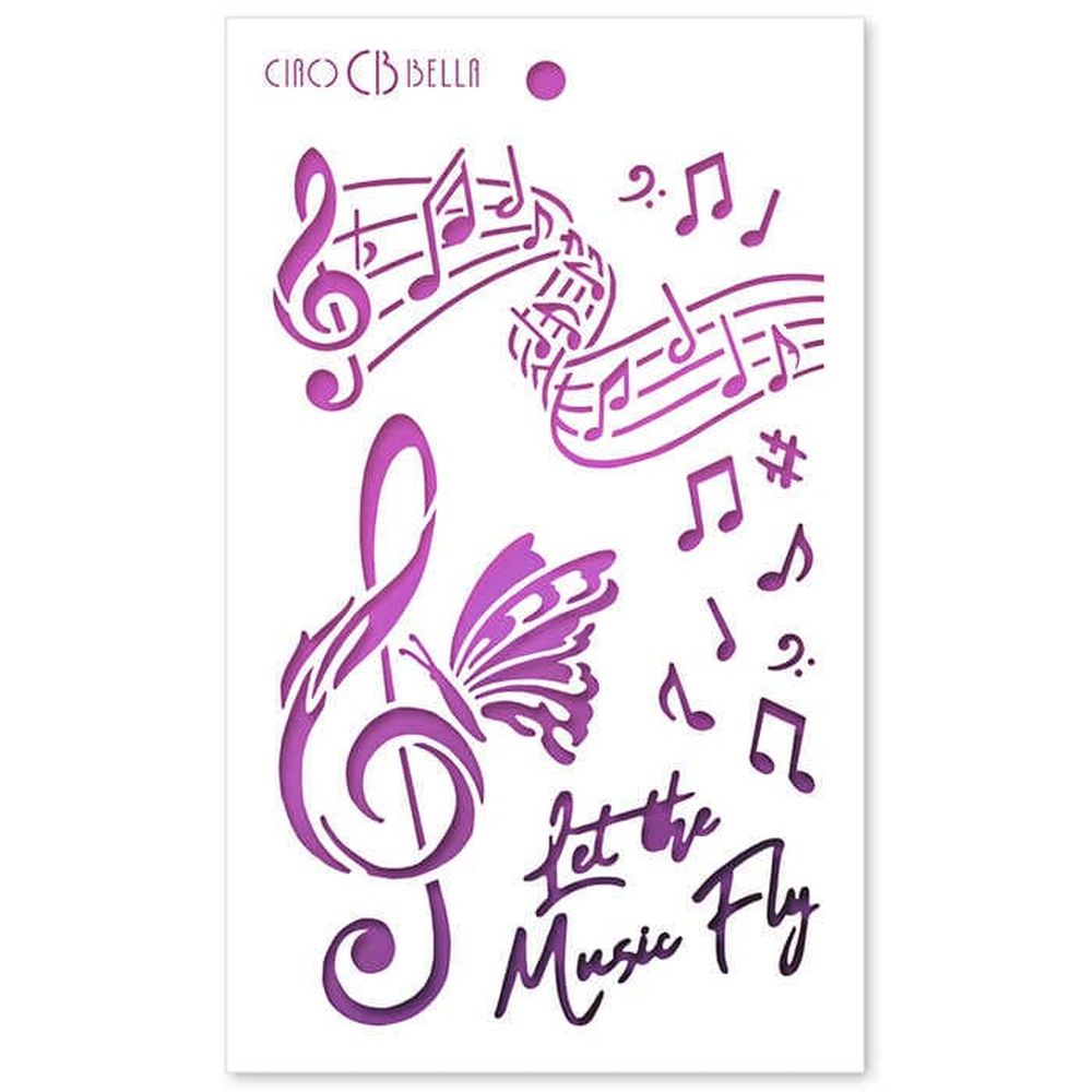 Ciao Bella Paper - Let the Music Fly 5"x8" Stencil