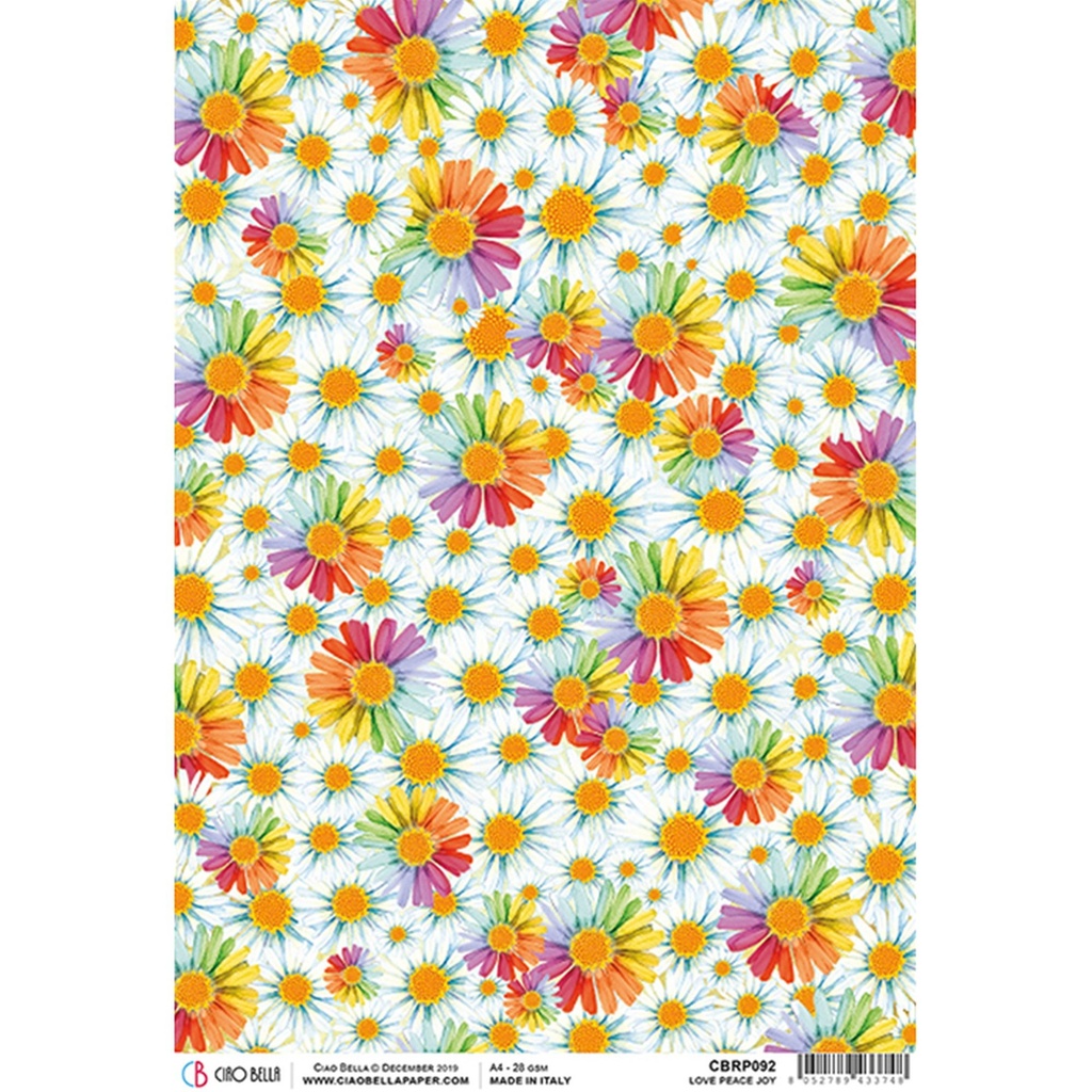 Love Peace Joy  - Ciao Bella Piuma Rice Paper A4 - Single Sheet