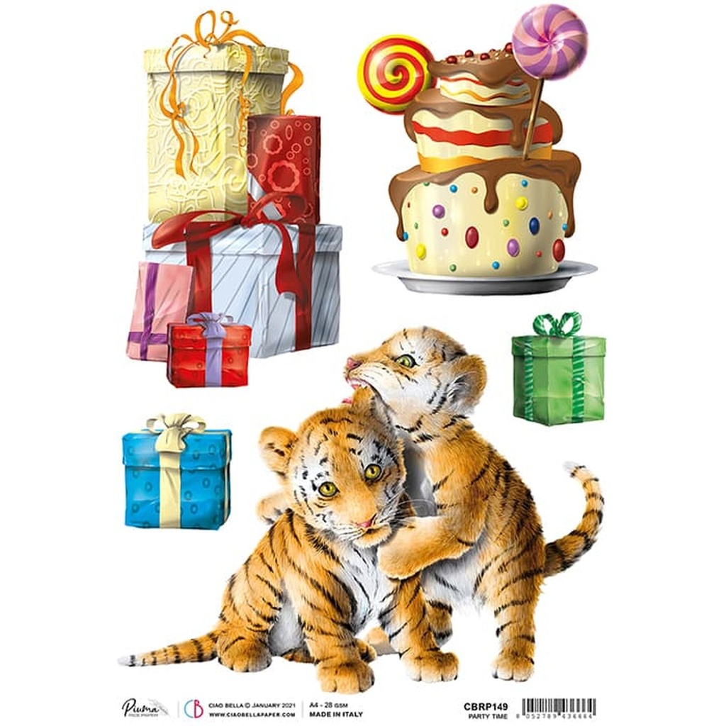 Ciao Bella Paper - Party Time A4 rice paper (SINGLE Sheet)