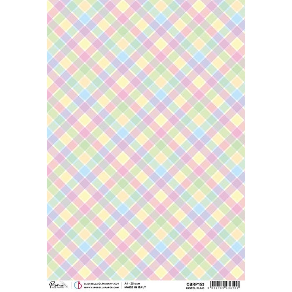 Ciao Bella Paper - Pastel Plaid A4 rice paper (SINGLE Sheet)