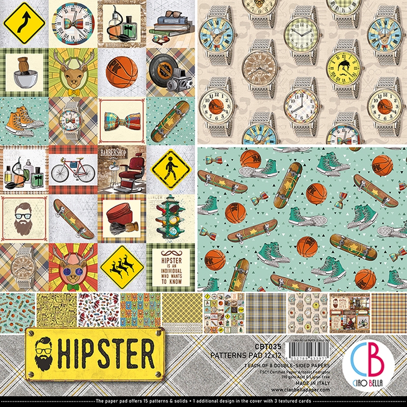 Ciao Bella Paper - Hipster 12"x12" Patterns Pad 