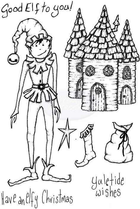 Lindsay Mason Elfy Christmas stamp set