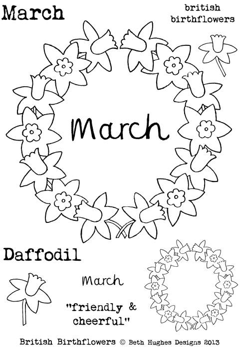 Beth Hughes - March Birth flowers stamp set