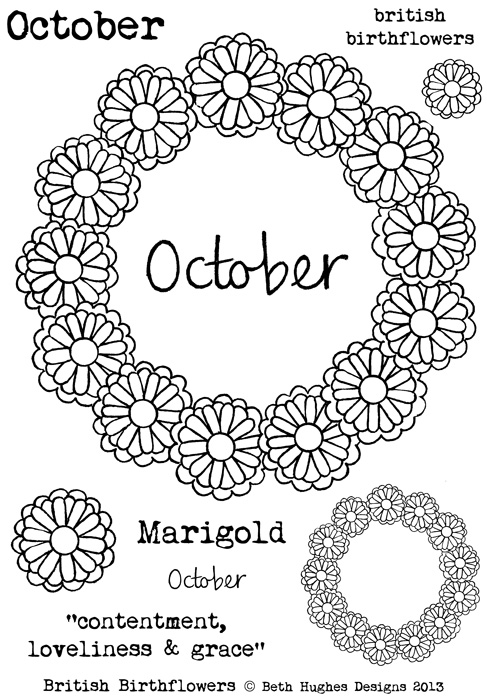 Beth Hughes - October Birth Flowers stamp set