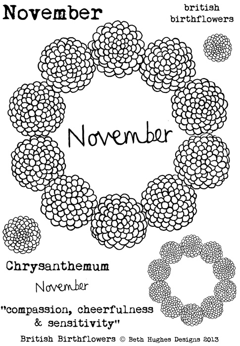 Beth Hughes - November Birth flowers stamp set