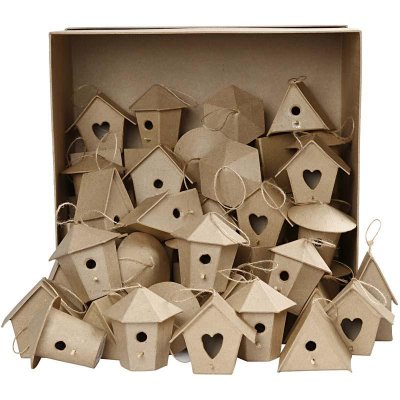 Creativ - Paper Mache Mini Bird Houses  - Assorted Designs (60pcs)