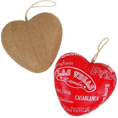 PaperMache Small puffy heart PACK OF 6