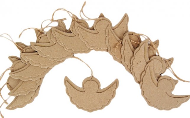 PaperMache flat ornament Cherub pack of 12