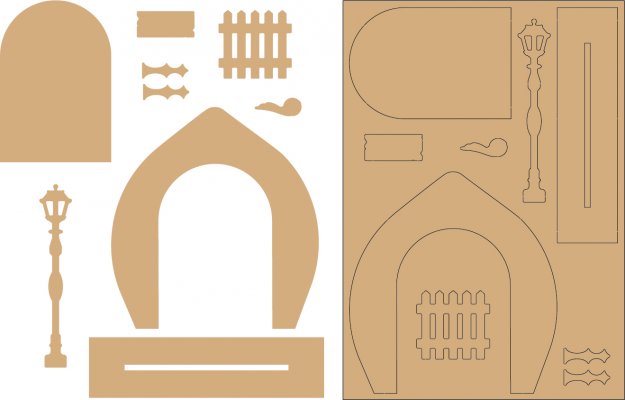 Pronty Crafts - MDF Fairy Door, Lamp Post & Fence