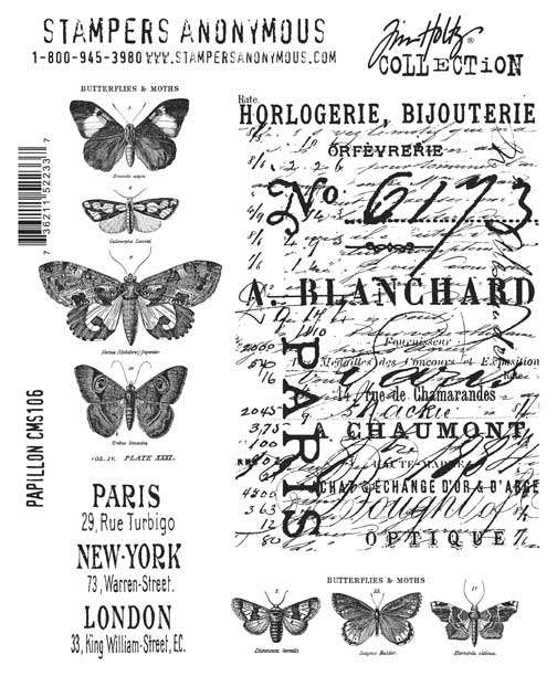 Tim Holtz - Stampers Anonymous - Cling Stamp - Papillon